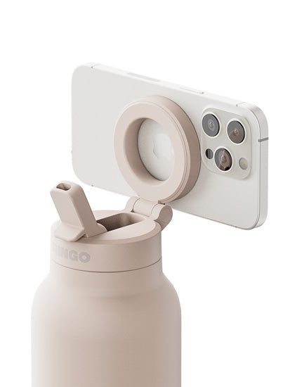 Gourde porte-téléphone Ringo Pro beige à la salle de sport